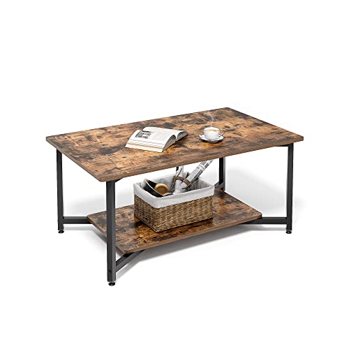 JOISCOPE Coffee Table with Open Shelf for Spacious Storage,2-Tier Industrial-Style Coffee Desk, Living Room Shelf(Vintage Oak Finish)