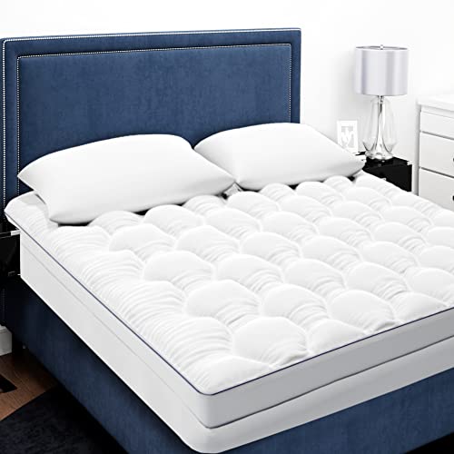 Acrali Home Quilted Fitted Mattress Topper Double Bed – Heavy filled Mattress Protector – Mattress Cover – Mattress Pad for Sofa bed Caravan Campervan – Cooling Mattress Topper Size (137X190+38cm)