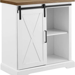 Storage Cabinet, Buffet Sideboard Server Modern Farmhouse Buffet Entryway Bar Kitchen Dining Storage Cabinet Living Room Buffet Sideboard with Sliding Barn Door Accent Sideboard