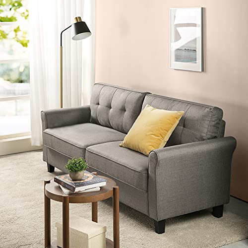 ZINUS Sayan Sofa | Contemporary | Easy, Tool-Free Assembly | Tufted Cushions | Rounded Arms | Sofa-in-a-Box | Sand Grey