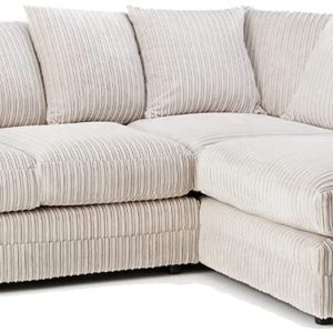 New Luxor Fabric Corner Sofa | Soft Jumbo Cord 3-4 Seater Corner Sofa (Cream, Right Hand Facing)
