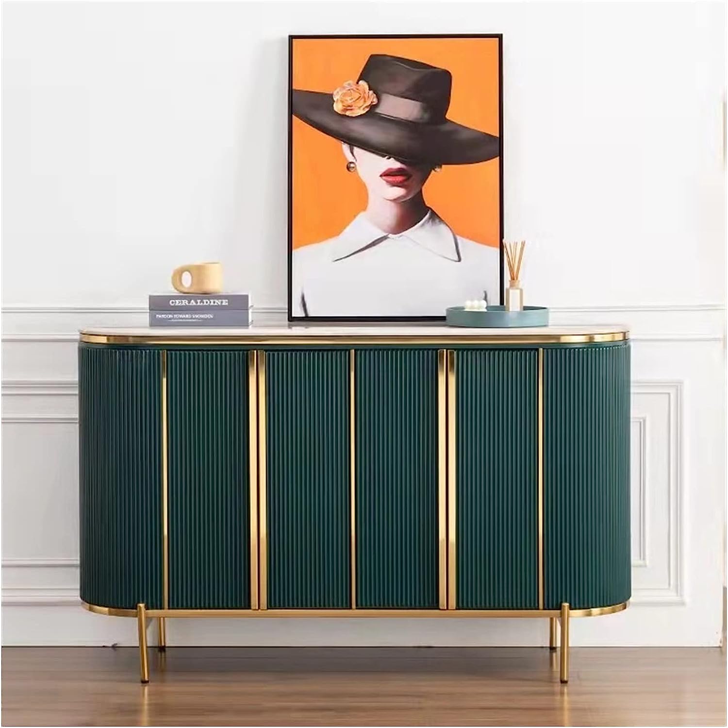 TOMYEUS Sideboard Sideboard Modern Simple Living Room Entrance Cabinet Dining Room Side Cabinet Shoe Cabinet Locker Sideboard Storage Cabinet (Color : Peacock green, Size : 150 * 40 * 90cm)