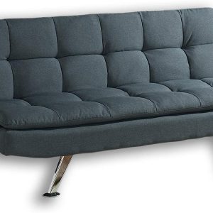 Home Detail Modern Fabric 3 Seat Sofa Bed with Chrome Legs in Choice of Five Stylish Colours (Charcoal)