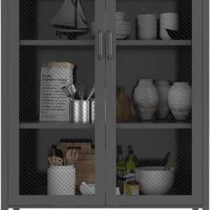 TOMYEUS Sideboard Home Furniture Metal Side Cabinet/Living Room Cabinet/Dining Room Sideboard Design Black Metal Buffet Cabinet Storage Cabinet