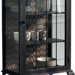 UNNS Sideboard Buffet Cabinet Country Style Black Wooden Glass Dining Room/Living Room Hallway Display Locker Sideboard Cabinet Kitchen Storage Cabinet