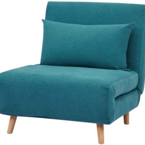 GIA Tri-Fold Convertible Polyester Sofa Bed Chair with Removable Pillow and Legs, Peacock Blue 1 pack