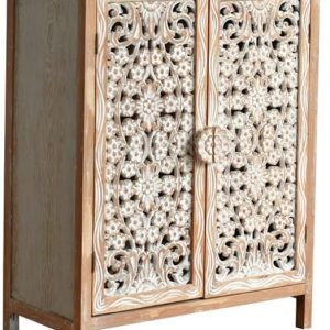 NIZAME Farmhouse Free Standing Cabinet with 2 Doors, Carving Sideboard, Wood Buffet Storage Cabinet for Dining Room, Hallway, Kitchen, Bathroom, 31.4 * 16.1 * 39.7 Inches