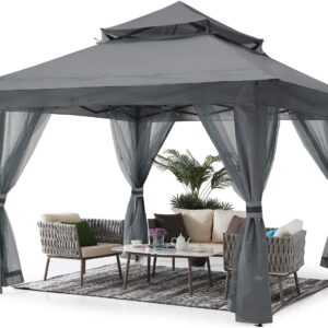 ABCCANOPY Pop Up Gazebo 13×13 – Outdoor Canopy Tent with Mosquito Netting for Patio Garden Backyard(Gray)