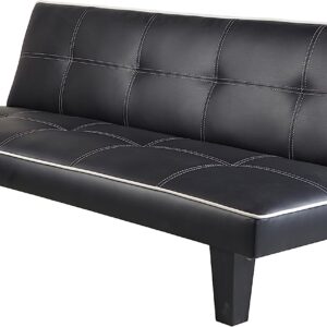7Star Click Clack faux leather Sofa Bed Black spare room, guest room or games room recliner bed Settee Sale