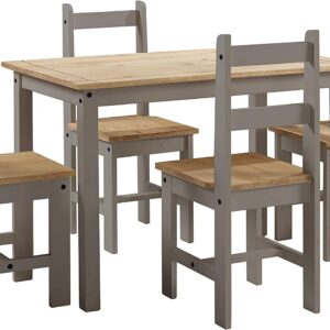 Mercers Furniture Corona Grey Wax Budget Dining Table and 4 Chairs