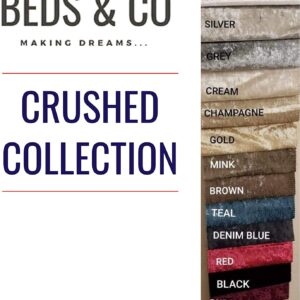 Beds & Co Black Crushed Velvet Upholstered Regal Ambassador Bed Frame and Headboard – Mattress/Diamante Hand Made in the UK – Single/Double/Kingsize/Superking (Kingsize (5FT), Without Mattress)