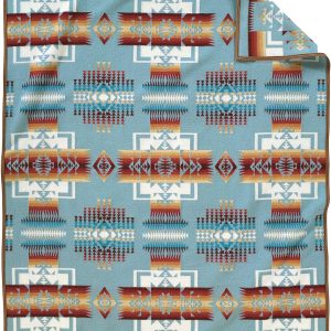Pendleton Chief Joseph Wool Blanket, Aqua, Queen Size