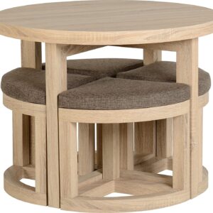 Seconique Cambourne Stowaway Dining Set, Sonoma Oak Effect/Brown Linen Fleck, 4 Seats
